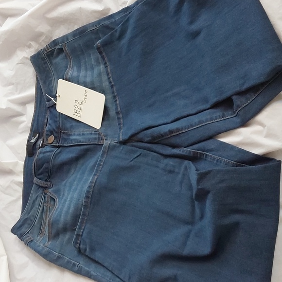 1822 Silk Denim Blue Jeans Super Soft Stretchy Helena Slim Straight Sz.16 - Picture 9 of 11